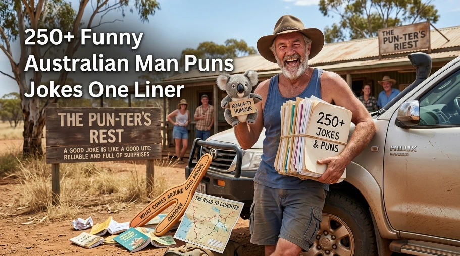250+ Funny Australian Man Puns Jokes One Liner